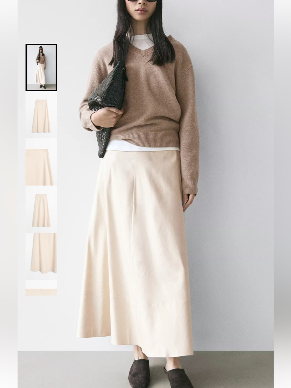 Massimo Dutti Linen Blend Midi Skirt with Pockets
